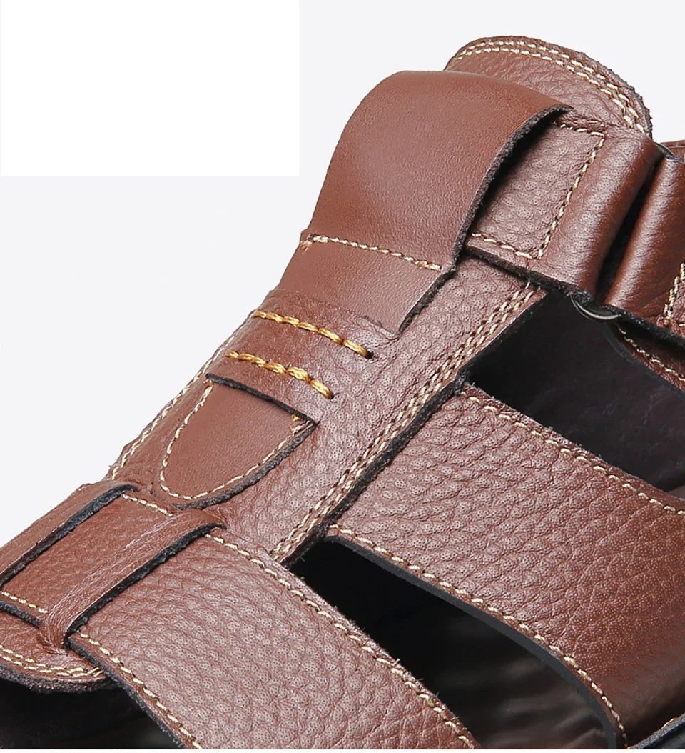 Italian Style Open shoes Outdoor Ergonomic Non-slip Thick-soled Cowhide Leather Men Sandals - Image 29